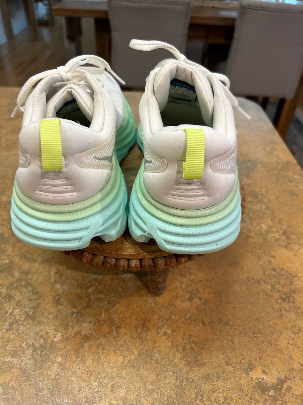 Hoka One Bondi 8 Running Shoe Blanc/Sunlit Ocelon Colorway - Picture 5 of 11